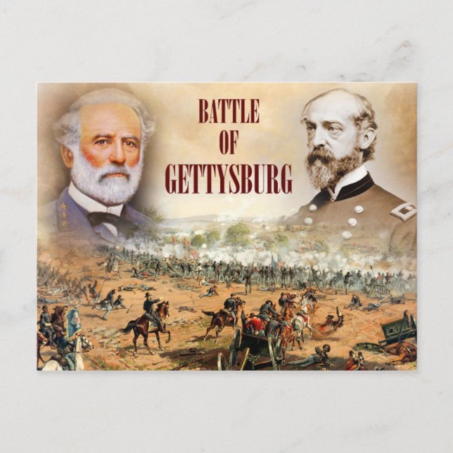 Carte Postale La bataille de Gettysburg avec Lee et Meade (Devant)