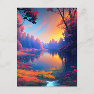 Carte Postale La beauté du coucher de soleil dévoilée au lac for