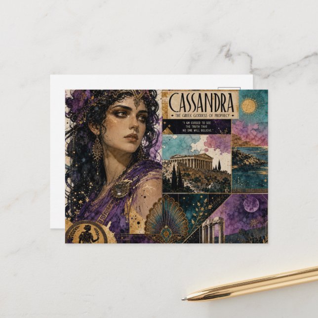 Carte Postale La belle déesse grecque Cassandre (Devant/Arrière en situation)