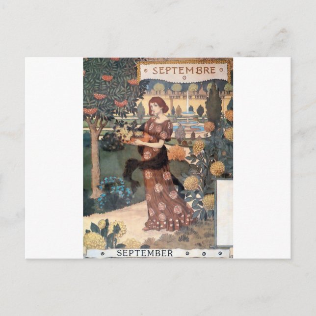 Carte Postale La Belle Jardinière - Septembre - Eugène Grasset (Devant)