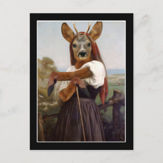 Carte Postale La bergère des cerfs de Bouguereau