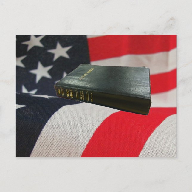 Carte Postale La Bible sur le drapeau américain (Devant)