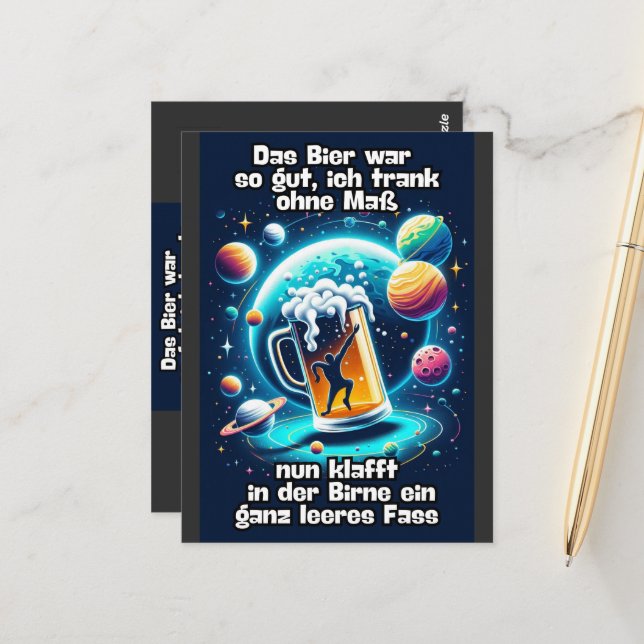 Carte Postale La Bière dans la tête (Devant/Arrière en situation)