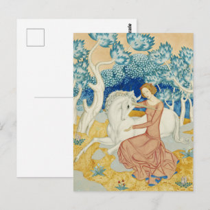 Carte Postale La bonne et la licorne par Edmund Dulac