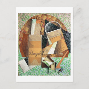 Carte Postale La bouteille de Banyuls, 1914 (gouache et collage)