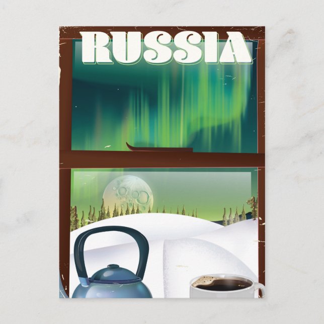 Carte Postale La cabane douillette de Russie dans la neige (Devant)