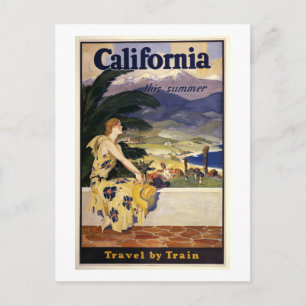Carte Postale La Californie cet été. Voyage en train