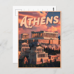 Carte Postale La capitale vintage d'Athènes de Grèce cadeaux