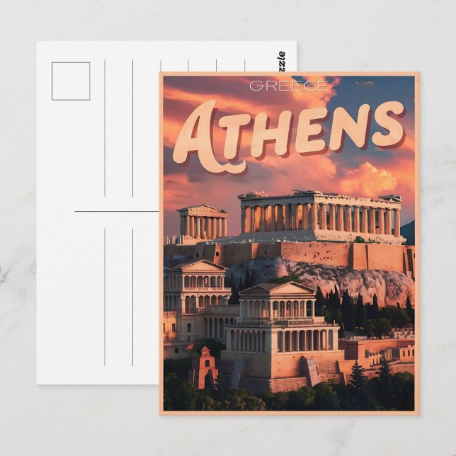 Carte Postale La capitale vintage d'Athènes de Grèce cadeaux (Devant / Derrière)