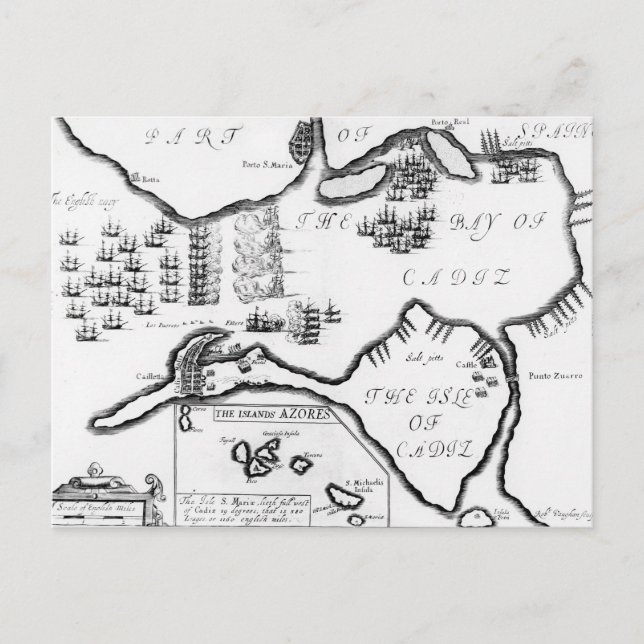 Carte Postale La capture de Cadix en 1596 (gravure) (Devant)