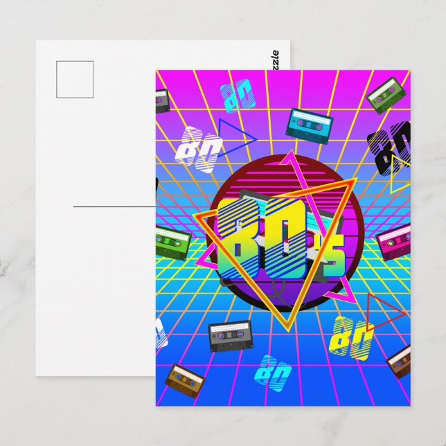 Carte Postale La cassette rétro des années 80 (Devant / Derrière)