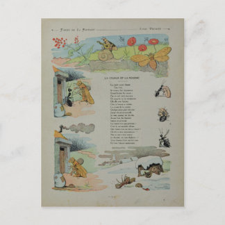 Carte Postale La Cicada et la fourmi des fables