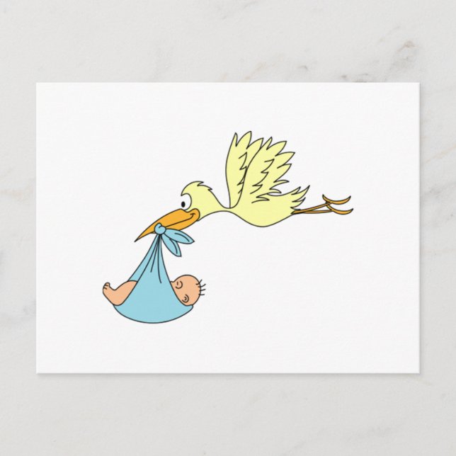Carte Postale La cigogne donne un bébé (Devant)