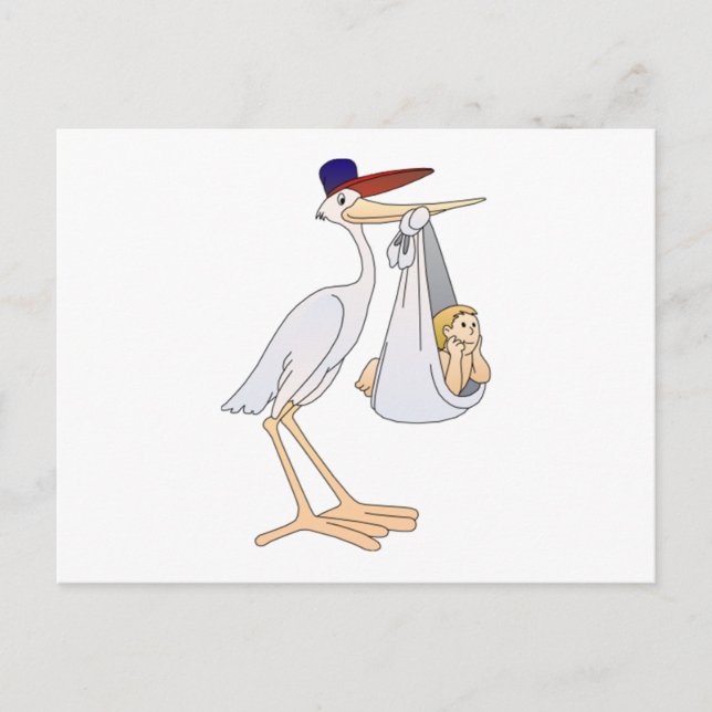 Carte Postale La cigogne donne un bébé (Devant)
