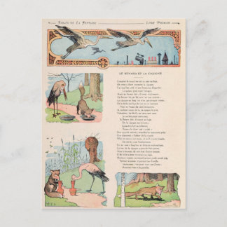 Carte Postale La cigogne et le renard des fables