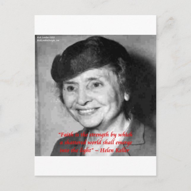 Carte Postale La citation de sagesse "Foi/Force" d'Helen Keller (Devant)