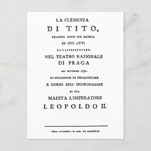 Carte Postale La Clemenza di Tito Libretto page de titre