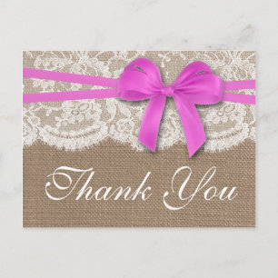 Carte Postale La collection de mariage au ruban rose rustique