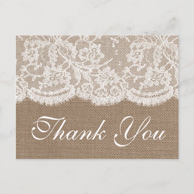 Carte Postale La collection de Mariages Burlap & Lace (Devant)
