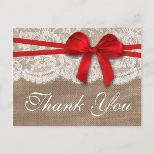 Carte Postale La collection de Mariages Rustic Red Bow
