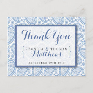 Carte Postale La collection Mariage moderne Paisley - Bleu