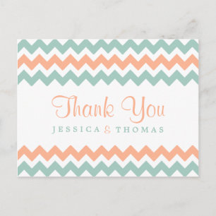 Carte Postale La collection moderne de Mariages Chevron Peach & 