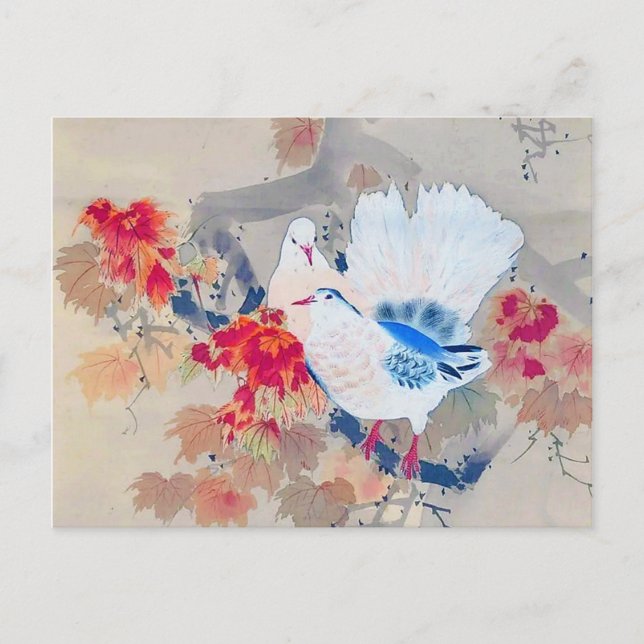 Carte Postale La colombe dans les feuilles d'automne, Watanabe S (Devant)