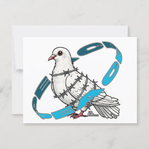Carte Postale La colombe de la paix dans Barbed Wire Embrace