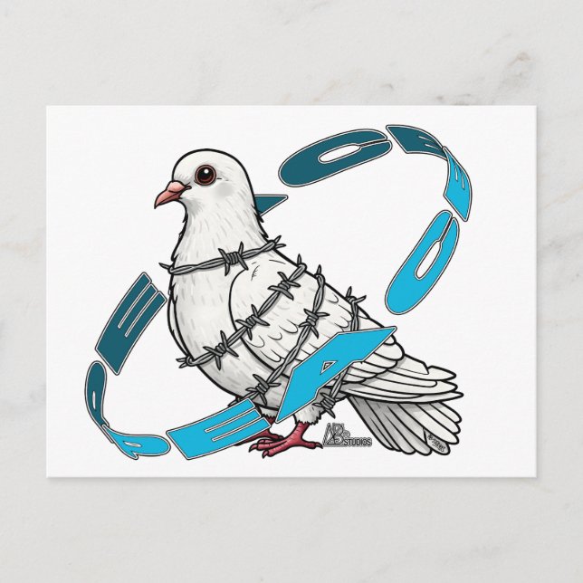 Carte Postale La colombe de la paix dans Barbed Wire Embrace (Devant)
