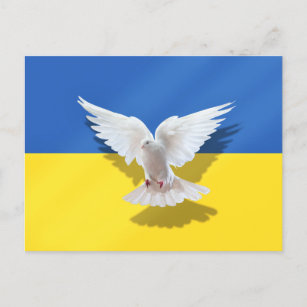 Carte Postale La colombe de la paix - Drapeau de l'Ukraine - Lib