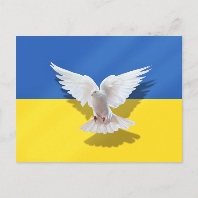 Carte Postale La colombe de la paix - Drapeau de l'Ukraine - Lib (Devant)