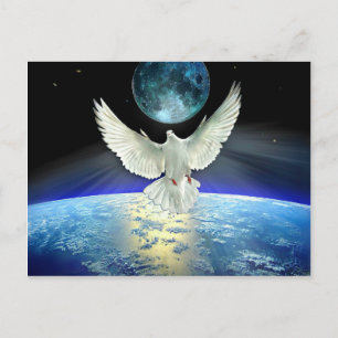 Carte Postale La colombe de la paix sur la planète Terre