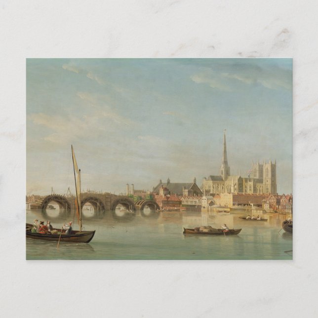 Carte Postale La construction du pont de Westminster avec une vu (Devant)