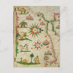 Carte Postale La côte nord-africaine, d'un atlas nautique