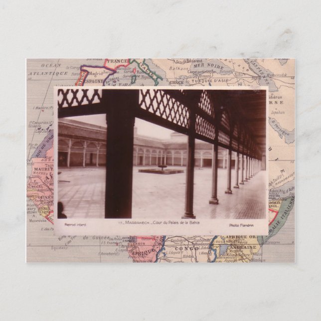 Carte Postale La cour du palais de Marrakech (Devant)