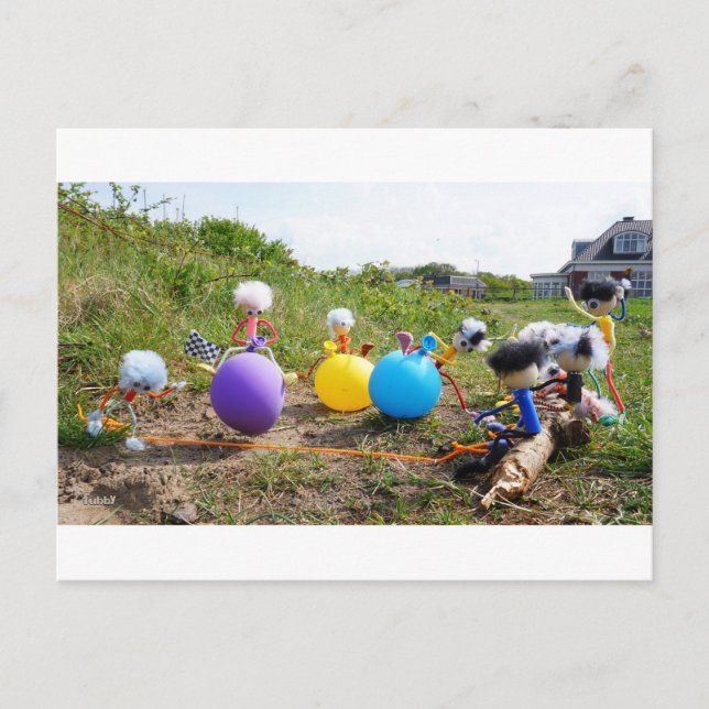 Carte Postale La course de Skippiebal de Fubby sur les ballons. (Devant)