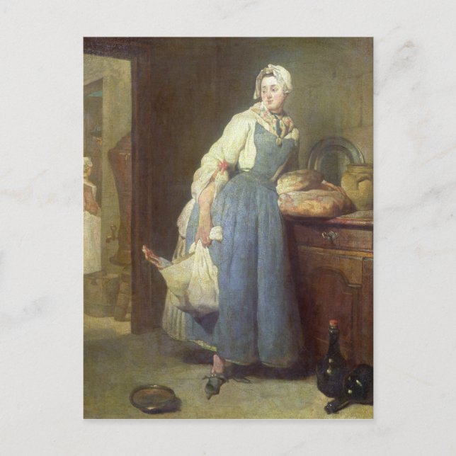 Carte Postale La Cuisine Maid with Provisions, 1739 (Devant)
