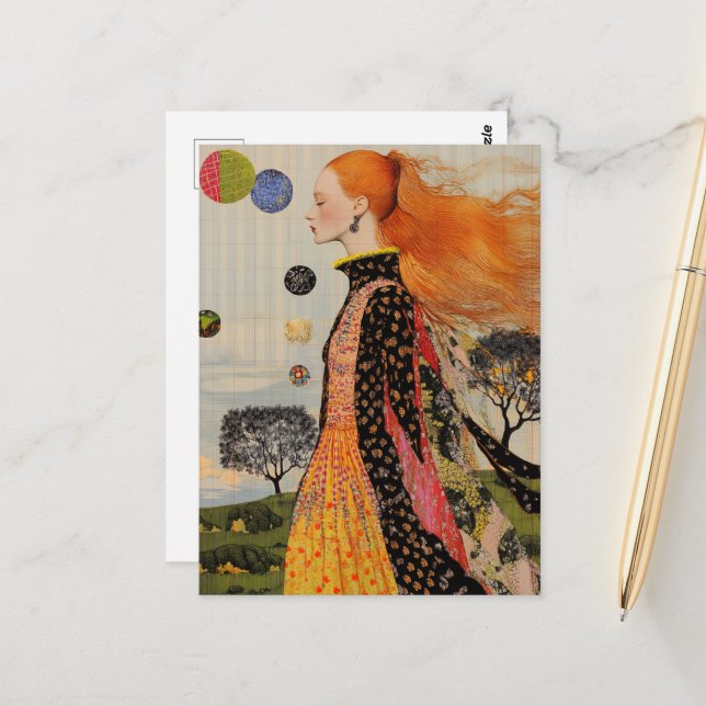 Carte Postale La Dame aux cheveux rouges (Devant/Arrière en situation)
