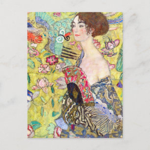 Carte Postale La Dame Avec Peinture De Ventilateur