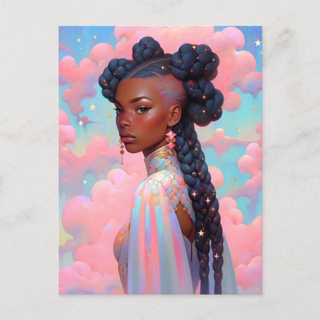 Carte Postale La Dame Cosmique Art Imaginaire Africain Américain (Devant)
