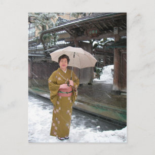 Carte Postale La dame dans la neige / Salutations du Japon
