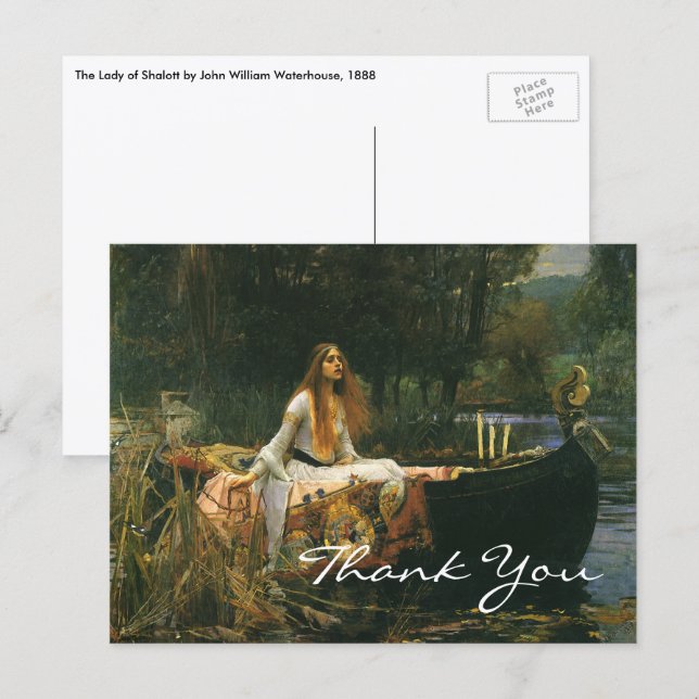 Carte Postale La Dame de Shalott sur un bateau par John William  (Devant / Derrière)