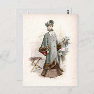 Carte Postale La Dame Edwardienne En Beau Manteau Mode Vintage