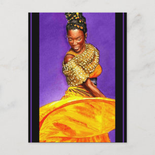 Carte Postale La dame en robe jaune 2004 Couleur de l'eau