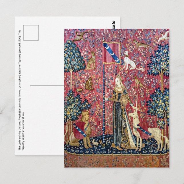 Carte Postale La Dame et la licorne, Touch (Devant / Derrière)