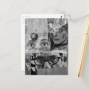 Carte Postale La Dame et les Médecins Collage de Médias Mixtes