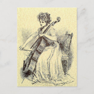 Carte Postale La Dame Jouant Au Cello