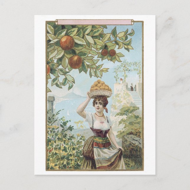 Carte Postale La Dame Portant Des Fruits (Devant)