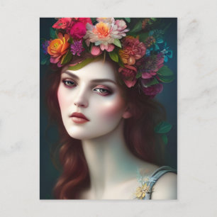 Carte Postale La déesse de l'amour Portrait de fleur étonnant