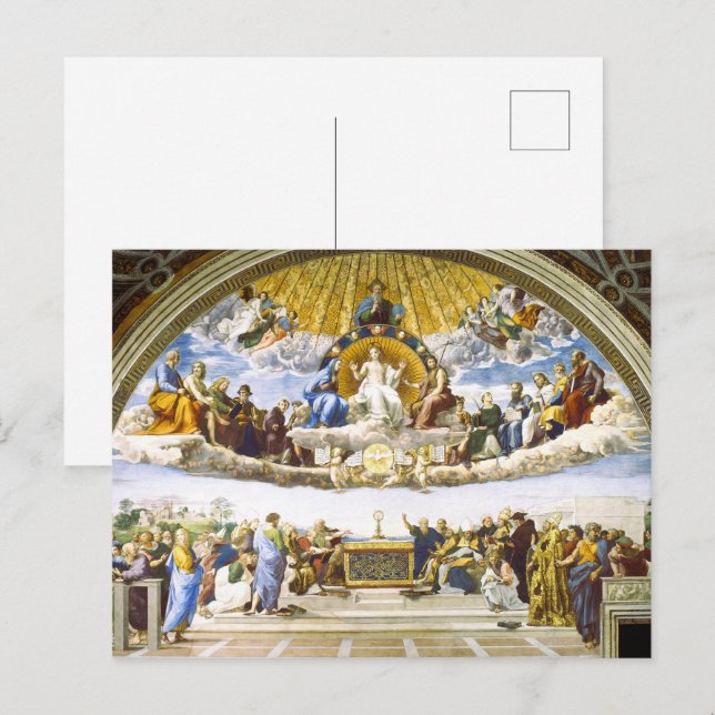Carte Postale La Dispute du Saint Sacrement de Raphaël (Devant / Derrière)